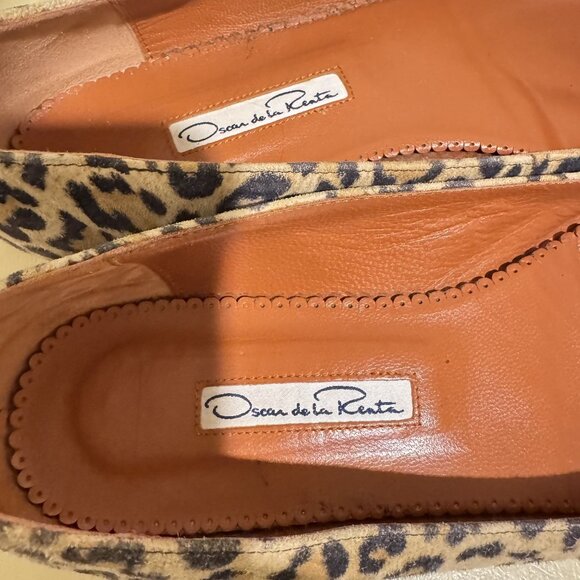 Oscar De La Renta Loafers Women's Animal Print Brown Crystals Calf Hair Size 38 - Picture 5 of 7